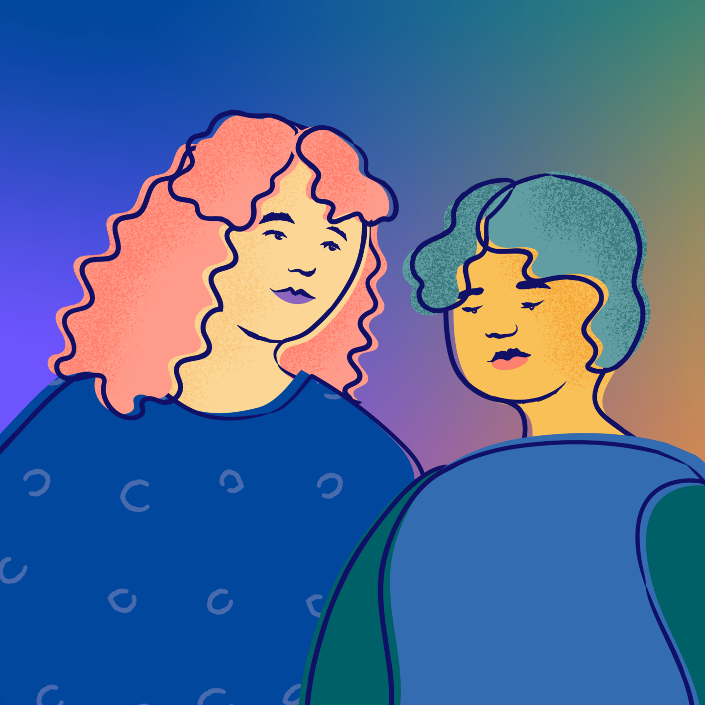 Illustration of 2 people sharing space.